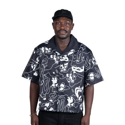 DEAD. camo bowling shirt B/W